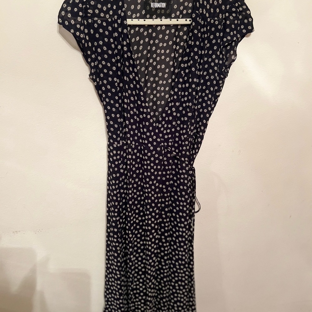 Reformation XS Mona Wrap Midi Floral Dress